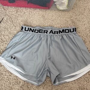 Under Armour Women's Gray Performance Athletic Shorts with Logo Waistband